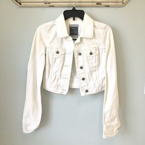 Abercrombie & Fitch Distressed White Jean Jacket